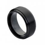 Tungsten Carbide RIng, Flat Brushed Center with High Polish Stepped Edge 8mm